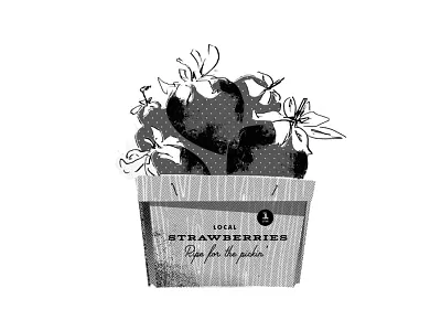 Strawberries dot pattern eat local farm to table illustration local food strawberries vector vintage basket vintage type woodgrain