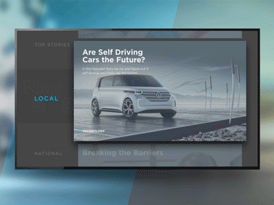News UI - Animated 10ft concept loop navigation news rebound tv ui you.i