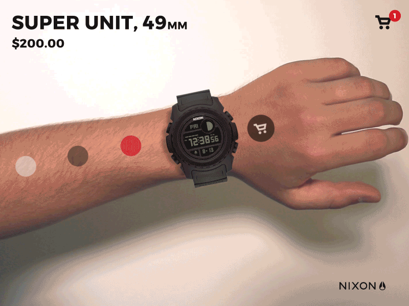 Augmented Reality Shopping Concept ar augmented reality cart color e commerce hud nixon picker watch