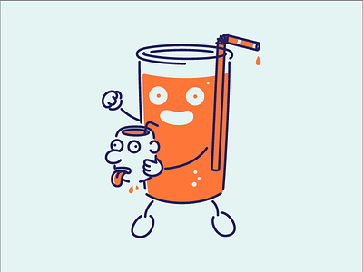 Orange Soda cartoon cup illustration lineart orange soda two color