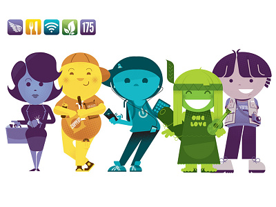 Amtrak Amenity Characters amtrak characters illustration