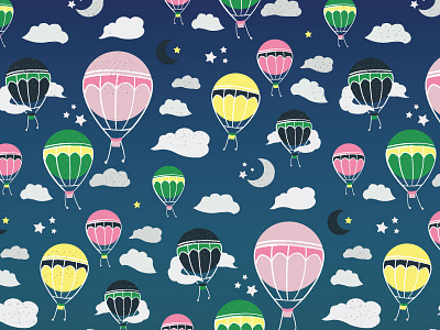 Up, Up & Away air balloon blue design flat gradient graphic hot illustration pattern shape vector