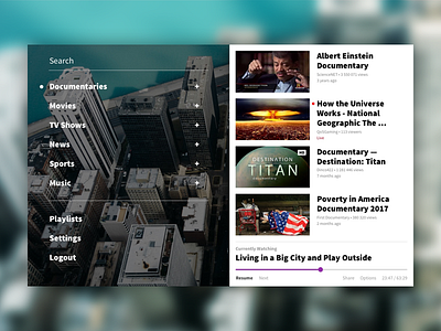 Daily Ui #025 - Tv App app documentary movies streaming tv