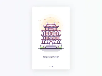 Pavilion china illustration landmarkbuilding pavilion