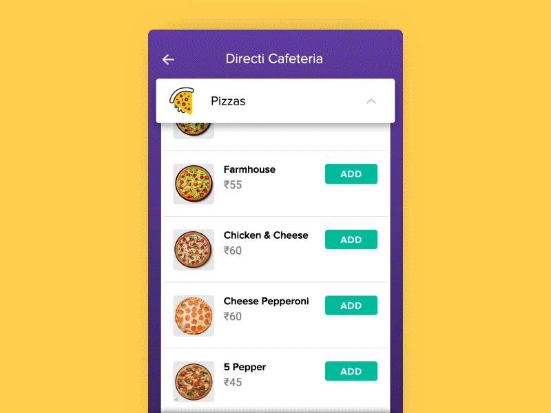 Zeta Express - Pull To Close accordion after effects drop down food food ordering gif motion pizza prototype ui ux