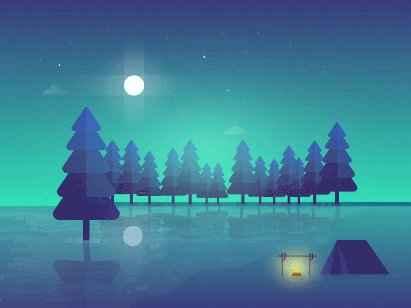 Water night animation color illustration light ui