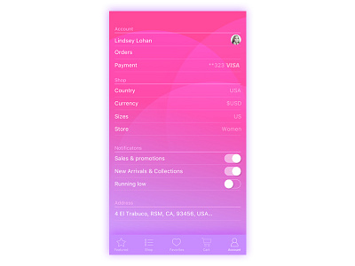 Settings view color daily ui design gradient settings ui ui ux design ux