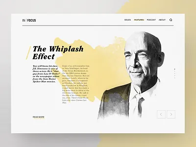 In Focus Header Panel blog header interview journal layout typography ui