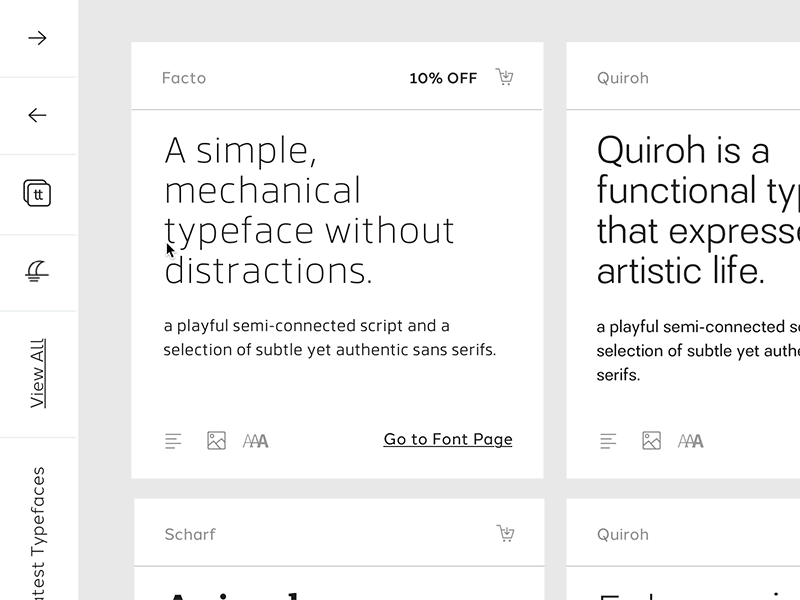 Type Foundry - Font Card design e commerce font fonts slider typography ui ui card ux