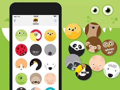 Roundimal iOS iMessage stickers animals bear gorilla ios iphone koala lion sloth stickers