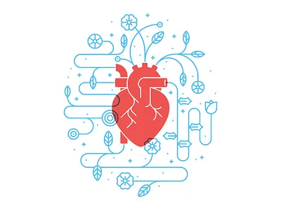 Heart flowers heart illustration