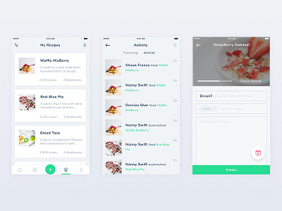 Share Recipes #2 - #Exploration app application clean food form grid list notif notification recipe restaurant tag