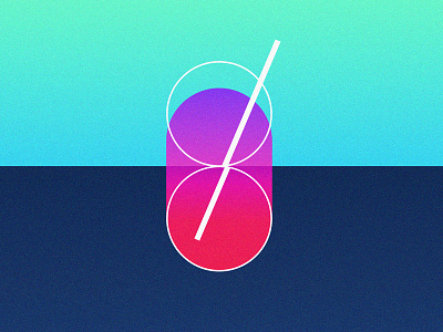 Juice blue cup drink modern noise perspective pink straw symmetry water