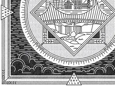 Greenville Bandana bandana dapper ink falls park greenville grunge halftone liberty bridge line art modern monoline pattern vintage