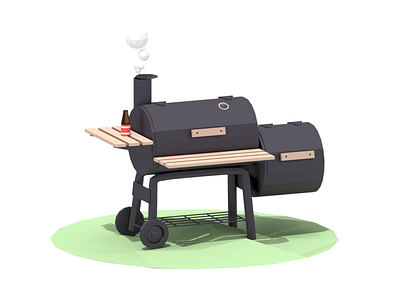 Smoker 3d beer blender bottle grill lowpoly metal render shadow smoker wheel wood