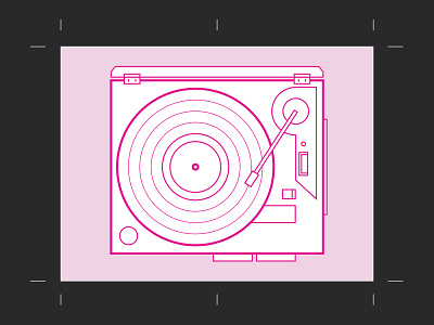 Turntable Card Illustration flat illustration line minimal print record simple technical turntable