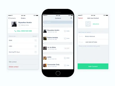 Contacts and orders add alphabetical app contact detail ios list mobile new orders profile