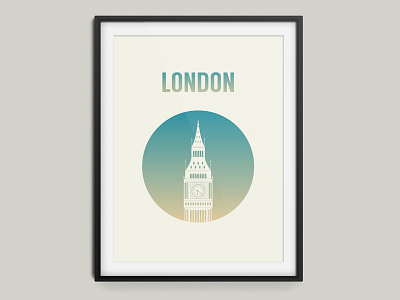 London big ben flat frame gradient london minimal poster vector