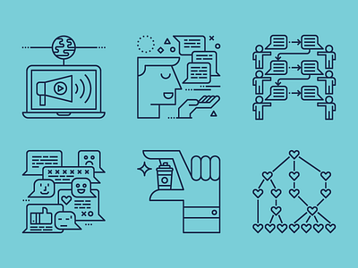 Marketing strategy icons concept csr digital free icon line marketing pay it forward review sample storytelling word of mouth