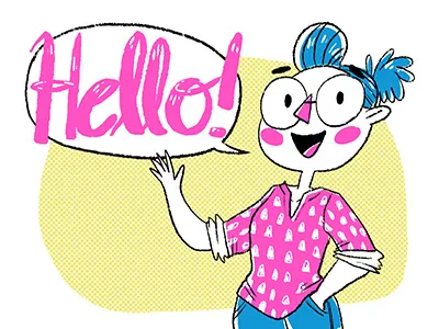 Hello! character drawing illustration self portrait