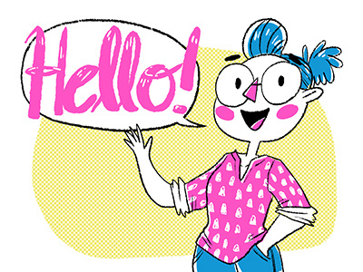Hello! character drawing illustration self portrait