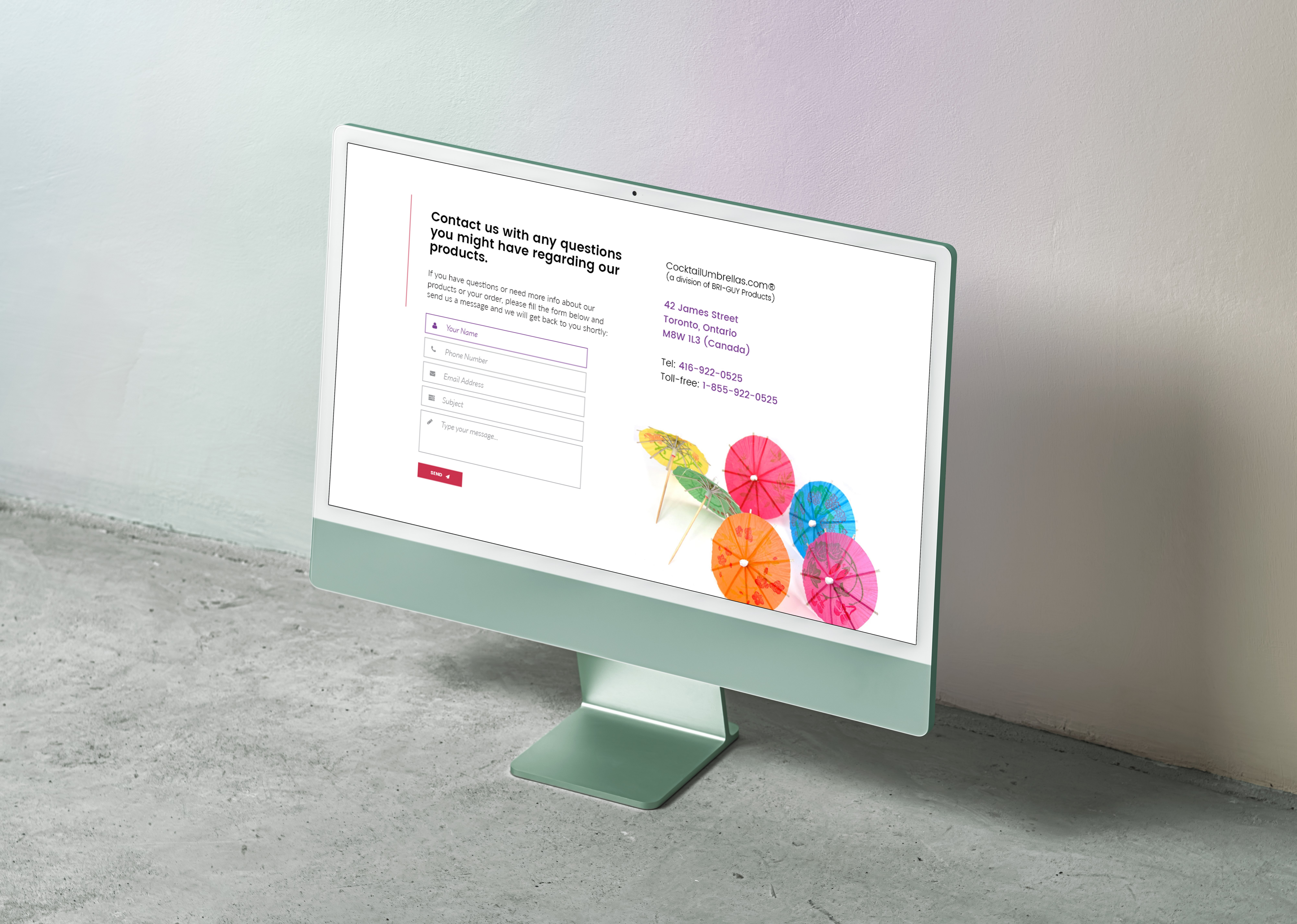 Cocktail Umbrellas — Website Redesign cocktail ideas ideation landing page party product design ui design ux design website website redesign