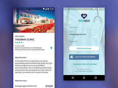 TechMed Android screens android material design medicine ui ux