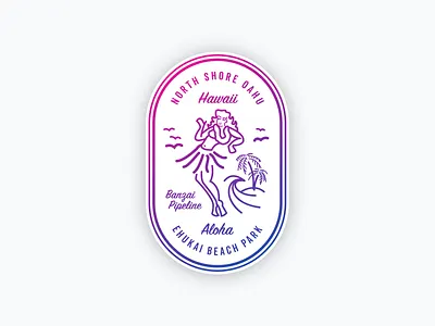 Banzai Pipeline aloha badge design hawaii hula illustration surf