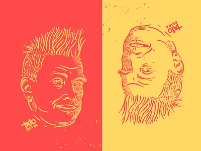 Tato brush illustration portrait red yellow