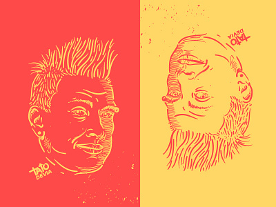 Tato brush illustration portrait red yellow