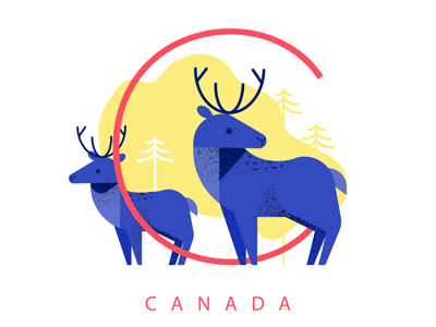 CANADA (Alphabet) alphabet c canada deers illustration illustrator map vectorgraphics