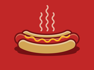 The Hot Dog Illustration fun hot dog icon illustration illustrative design junk food minimal red steam summer summertime