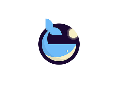 Day 73 - Fish blue whale daily challenge fish flat illustration logo marine moon ocean vector whale