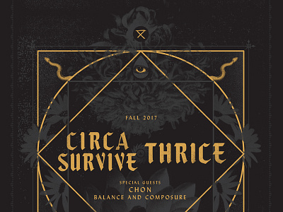 Circa Survive Thrice all seeing eye flowers occult snakes tour poster