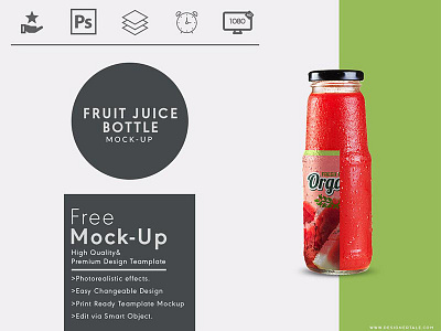 Fruit Juice Bottle Mock up Free Psd Template bottle free glass juice label mock up mockup psd