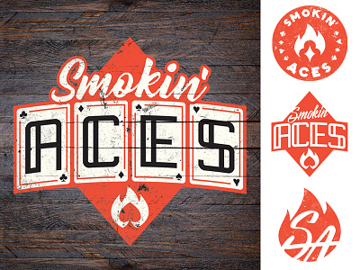 Smokin' Aces BBQ & Steakhouse design illustrator logo vector