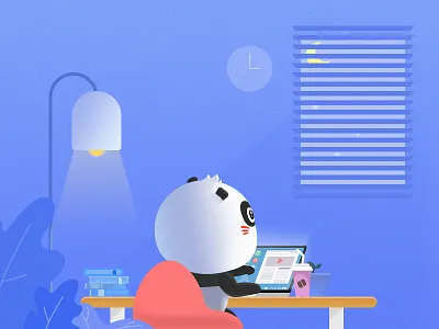 a bear in study illustration ui
