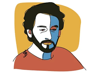 Color Portraits | Alessandro color flat line portrait