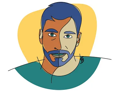 Color Portraits | Simone color fill flat lines portrait