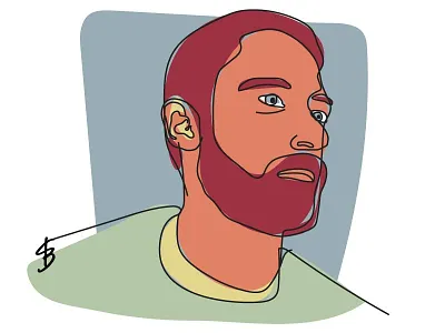Color Portraits | Self portrait color flat line portrait