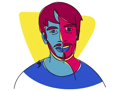 Color Portraits | Riccardo color flat line portrait