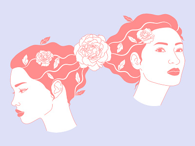 Sisterhood black and white illustration line art surreal