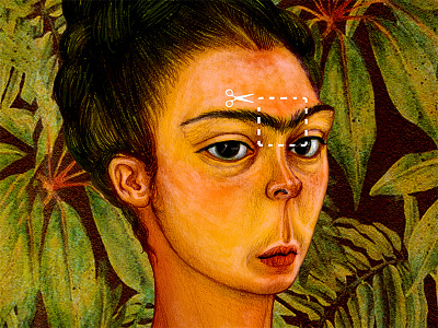 Freedonna cut eyebrows frida illustration kahlo naïve poster scissors