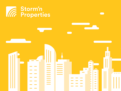 Storm'n Properties alert branding building city clouds detection logo rainbow solutions storm thunder windows