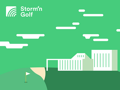 Storm'n Golf alert branding flag golf course golf house green logo rainbow solutions storm thunder