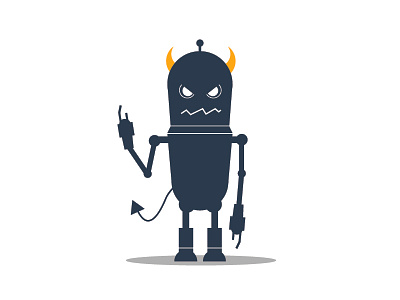 Eugene the Wicked branding character design devil flat illustration marketing robot sinful vector website wicked