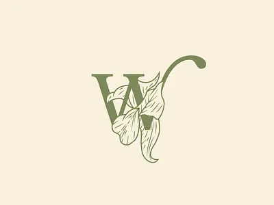 W brand design floral flower logo w