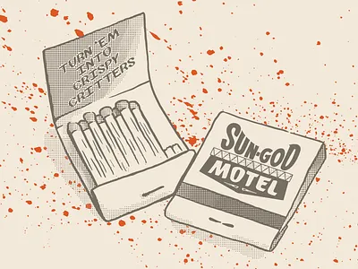 Sun-God Motel Matchbook drawing illustration matchbook vampires