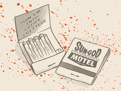 Sun-God Motel Matchbook drawing illustration matchbook vampires