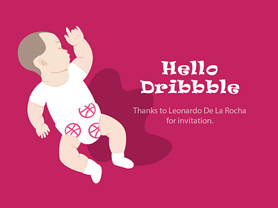 Hello Dribbble baby for illustration invitation invite thanks